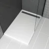 Receveur de douche L.120 x l.80 x H.4 cm, acrylique renforcé blanc, avec grille d'évacuation gun metal, Galedo Pure 2