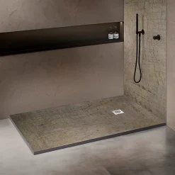 Receveur de douche pierre naturelle ardoise claire 120x90 cm extra plat grille carrée