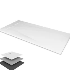 Receveur de douche POLAR noir extra-plat effet pierre 80 x 160 cm + bonde