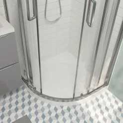 Receveur de douche quart de cercle 80 x 80 cm, résine, blanc, GoodHome Cavally
