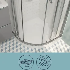 Receveur de douche quart de cercle 80 x 80 cm, résine, blanc, GoodHome Cavally