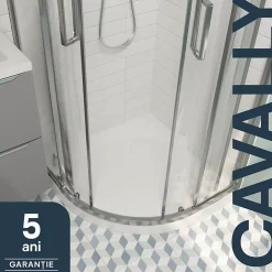 Receveur de douche quart de cercle 80 x 80 cm, résine, blanc, GoodHome Cavally