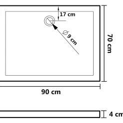 Receveur de douche rectangulaire ABS 70x90 cm vidaXL