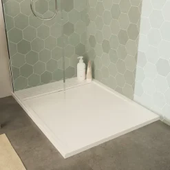 Receveur de douche rectangulaire en béton, 100 x 80 cm, blanc, Homesight