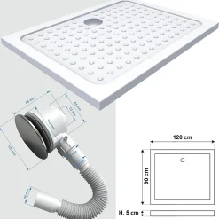 Receveur de douche SANA + bonde 90 x 120 cm blanc - Saniverre