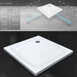 Receveur de douche SHIMMER 80 x 80 cm acrylique Blanc + bonde et siphon inclus - Saniverre