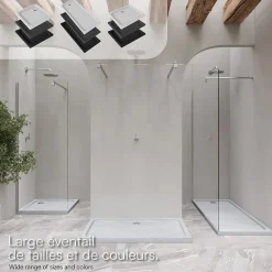 Receveur de douche SHIMMER STONE 80 x 90 cm acrylique Blanc effet pierre + bonde et siphon inclus - Saniverre