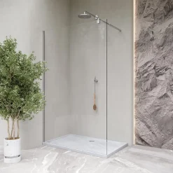 Receveur de douche SHIMMER STONE 80 x 90 cm acrylique Blanc effet pierre + bonde et siphon inclus - Saniverre