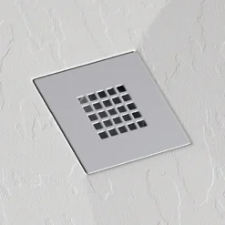 Receveur de douche 70x160 cm extra plat ONDA en resine surface ardoisee blanc Grille inox
