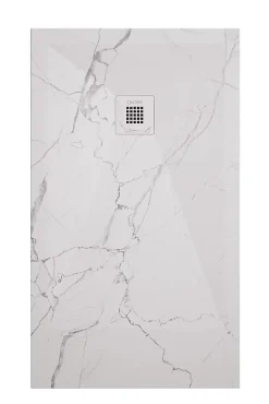 Receveur de douche 90x100 cm extra plat, résine et minéral, marbre blanc, Ayor Bathroom Nola
