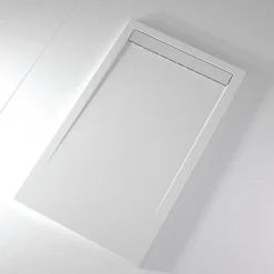 Receveur de douche 80x170 cm extra plat CLEVER en resine surface ardoisee blanc
