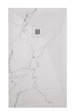 Receveur de douche 80x180 cm extra plat, résine et minéral, marbre blanc, Ayor Bathroom Nola