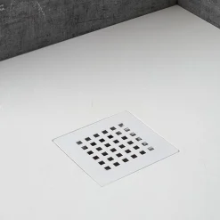 Receveur De Douche 90X70 En Résine Blanche, Avec Douchette En Acier Assortie Muse