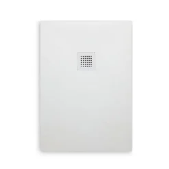 Receveur De Douche 90X70 En Résine Blanche, Avec Douchette En Acier Assortie Muse