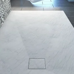 Receveur de douche 90x160x2.6 cm en SMC Finition Ardoise - Blanc Mat - ROCK 2 WHITE