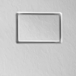 Receveur Kinesurf découpable 120x90 blanc aspect pierre avec cache-bonde assorti et bonde extra-plate