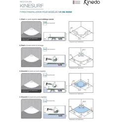 Receveur Kinesurf découpable 120x90 blanc aspect pierre avec cache-bonde assorti et bonde extra-plate