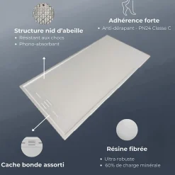 Receveur Résine 120 x 80 Façon Ardoise Blanc Essebagno