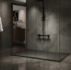 Receveur Résine 120 x 80 Façon Ardoise Noir Essebagno
