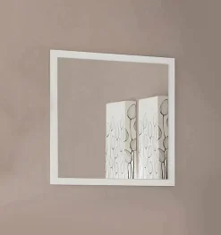 Rino Mirror, Miroir de salle de bain, 100% Made in Italy, 60x2h60 cm, Blanc brillant