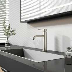 Robinet à bec court - Nickel brossé,Chrome - DILECI