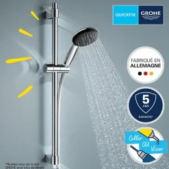 Robinet bain thermostatique GROHE Grohtherm 800 avec ensemble de douche 2 jets et colonnettes