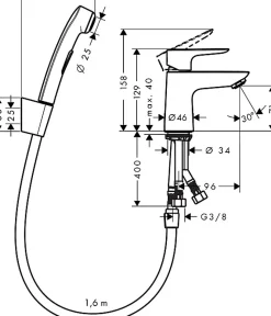 Robinet bidet avec douchette HANSGROHE Talis E + bonde Push-Open Chromé