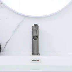Robinet compact pour salle de bain couleur gris métallisé - DILECI