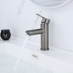 Robinet compact pour salle de bain couleur gris métallisé - DILECI