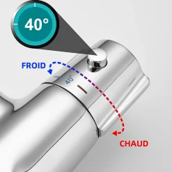 Robinet de Baignoire Cascade Mitigeur Thermostatique de Douche pour Baignoire Robinet de Douche Laiton Chromé Design Elégant