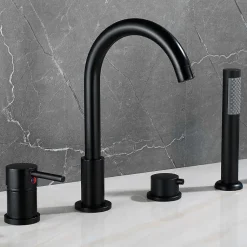 Robinet de baignoire fixation sur plage 098 en laiton noir collection Céphise