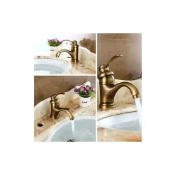 Robinet de baignoire rétro antique, mitigeur de lavabo européen chaud et froid, finition bronze, bouilloire rétro, jet brossé