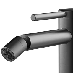 Robinet de bidet monocommande GUN METAL avec finition graphite/anthracite mat, en laiton Kibath