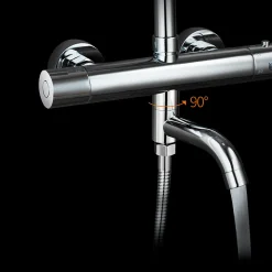 Robinet de colonne de douche thermostatique AVEC BEC, finition chrome poli, en laiton Kibath
