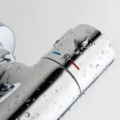 Robinet de colonne de douche thermostatique avec finition chromée brillante en laiton Kibath
