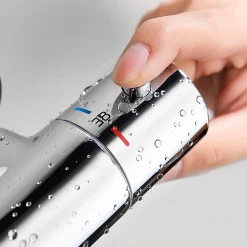 Robinet de colonne de douche thermostatique avec finition chromée brillante en laiton Kibath