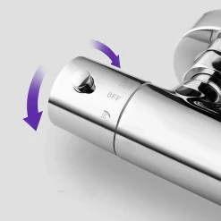 Robinet de colonne de douche thermostatique avec finition chromée brillante en laiton Kibath