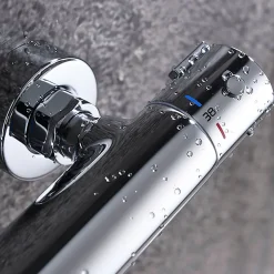 Robinet de colonne de douche thermostatique avec finition chromée brillante en laiton Kibath