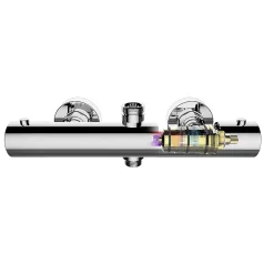 Robinet de colonne de douche thermostatique avec finition chromée brillante en laiton Kibath