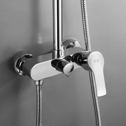 Robinet de douche monocommande rond CAN avec finition chromée brillante en laiton Kibath