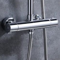 Robinet de douche thermostatique à effet froid, finition chrome brillant, en laiton Kibath