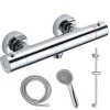 Robinet de douche thermostatique ORTE avec barre de douche, finition chrome poli, en laiton Kibath