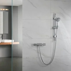 Robinet de douche thermostatique ORTE avec barre de douche, finition chrome poli, en laiton Kibath
