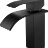 Robinet de Lavabo Cascade, Noir Mitigeur de Lavabo, ANYCEE MAX Robinet de Salle de Bain, Lave-mains Monocommande