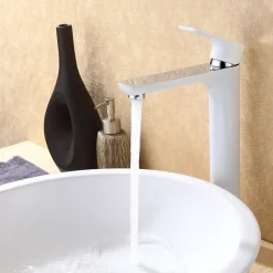 Robinet de lavabo de haute qualité Robinet de Salle de bain 4025CW en blanc/chrome brillant