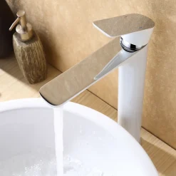 Robinet de lavabo de haute qualité Robinet de Salle de bain 4025CW en blanc/chrome brillant