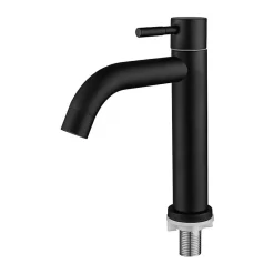 Robinet de lavabo en acier inoxydable noir mat, robinet d'eau froide simple (froid uniquement)