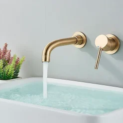 Robinet de lavabo encastré REA Lungo long gold brush + box