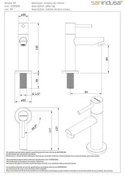 Robinet de lavabo ou lave-mains 1 eau (eau chaude ou eau froide) SANINDUSA Simple 30 chromé