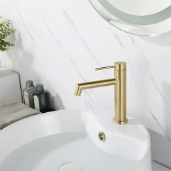 Robinet De Lavabo Rea Js-B310Bg Foss Low Brush Gold